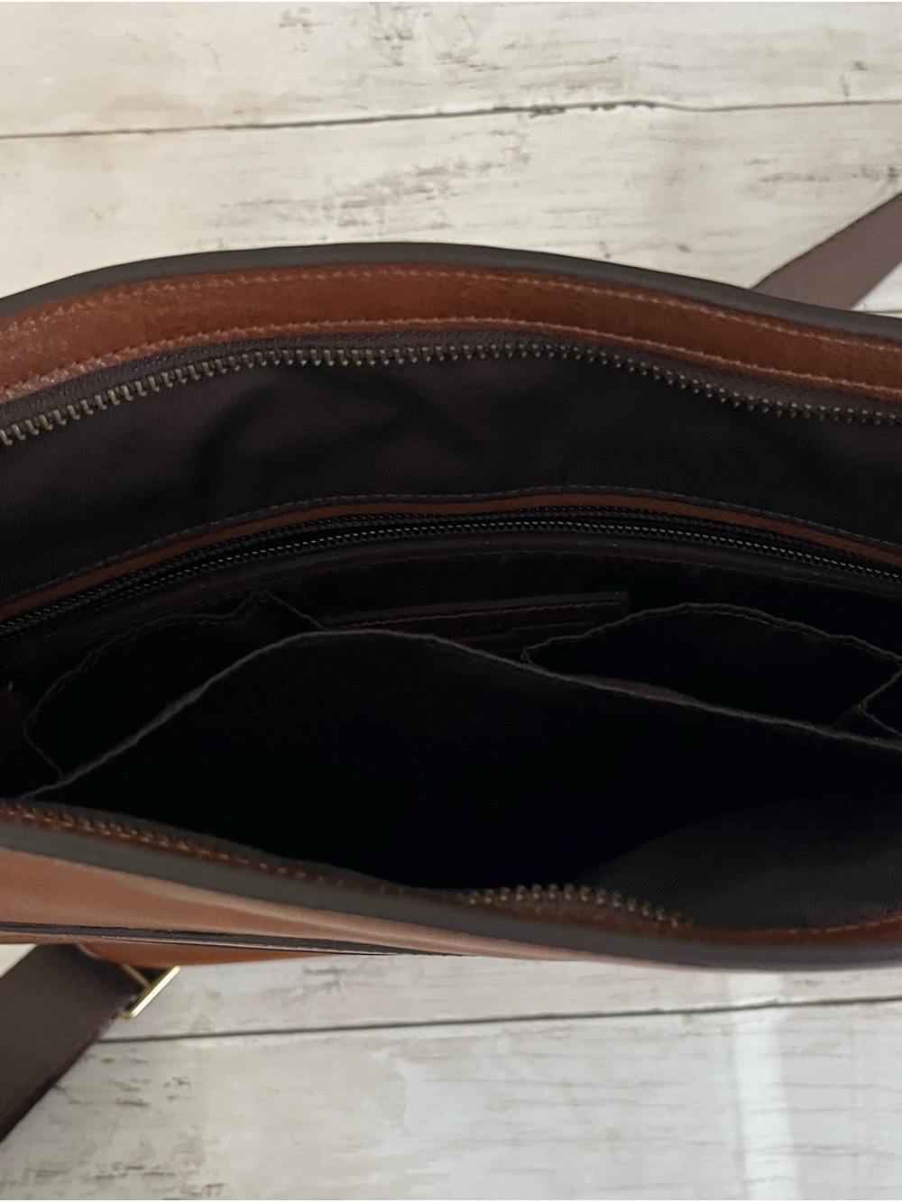 Coach Brown Leather Messenger Crossbody with Front Zip - Picture 10 of 13